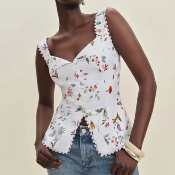 Reformation Tops - BEST Reformation Viola Linen Top Sz6 Corsini Floral Spring French Causal